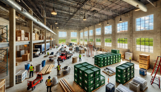 office building commercial remodeling renovation project storage boxes solutions rentals